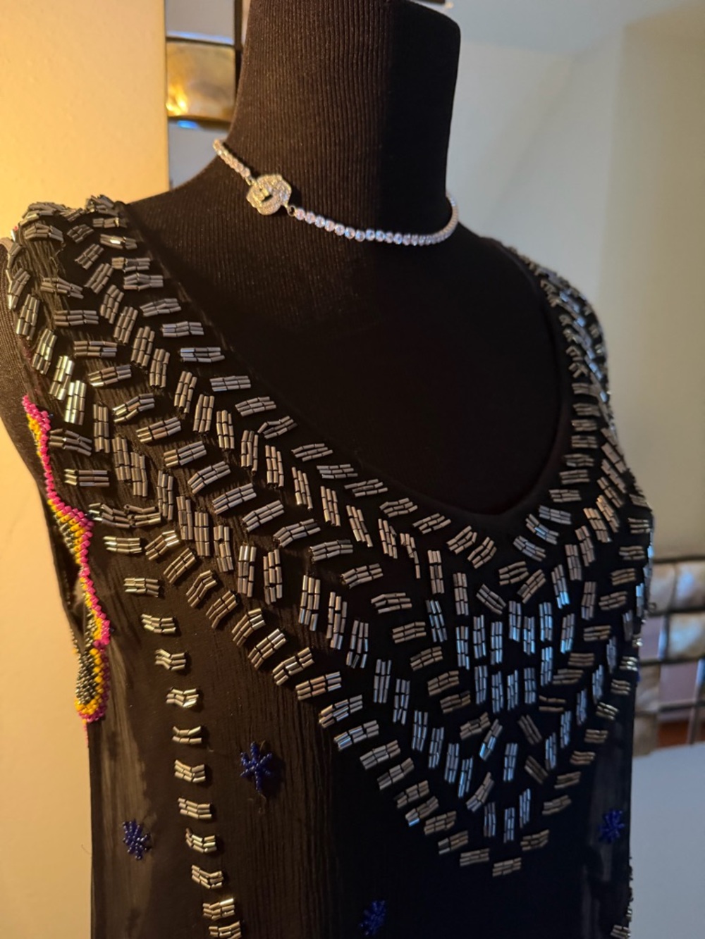 Gatsby style Roaring 20’’s Sequined multicolored v neck seethrough sequined Dres